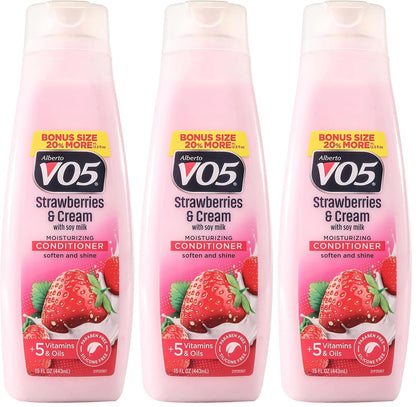 Alberto VO5 Strawberries & Cream Moisturizing Conditioner 15oz Pack of 3 Soy Milk