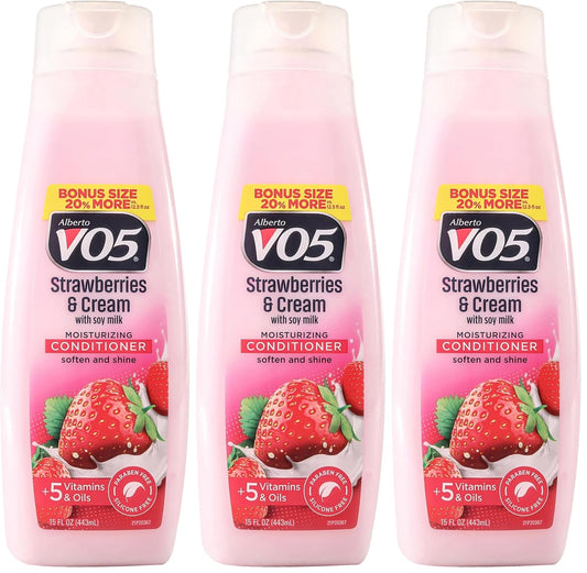 Alberto VO5 Strawberries & Cream Moisturizing Conditioner 15oz Pack of 3 Soy Milk