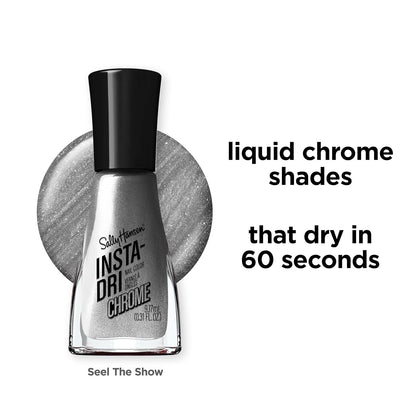 Sally Hansen Insta-Dri Nail Polish Chrome Top Coat | Quick Dry, Long Lasting, Streak-Free Shine, Opaque | Steel the Show | Metallic Silver Nail Polish