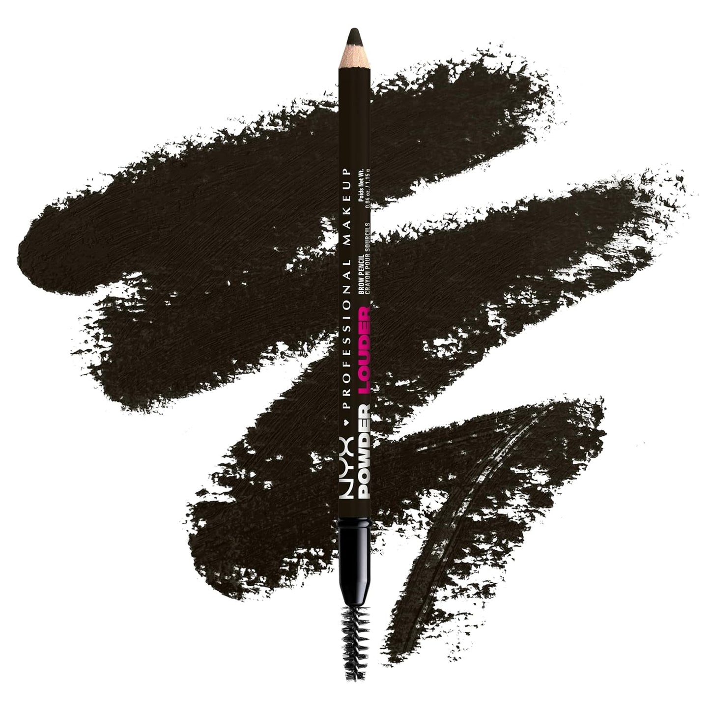 NYX PROFESSIONAL MAKEUP Powder Louder Eyebrow Pencil, Brow Pencil with Buildable Volume For Up To 12HR Wear, Vegan Formula - Black