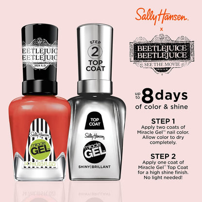 Sally Hansen Miracle Gel Beetlejuice Salon Quality Nail Polish | Gel-Like Formula, Two-Step System, No UV Light Needed, Long Lasting | Opaque, Glossy | 927 Strange And Unusual | Cherry Red Nail Color