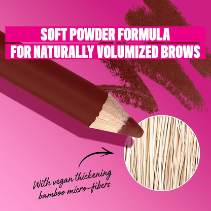 NYX PROFESSIONAL MAKEUP Powder Louder Eyebrow Pencil, Brow Pencil with Buildable Volume For Up To 12HR Wear, Vegan Formula - Black Cherry