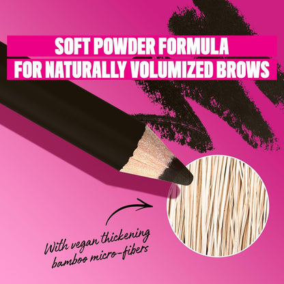 NYX PROFESSIONAL MAKEUP Powder Louder Eyebrow Pencil, Brow Pencil with Buildable Volume For Up To 12HR Wear, Vegan Formula - Black