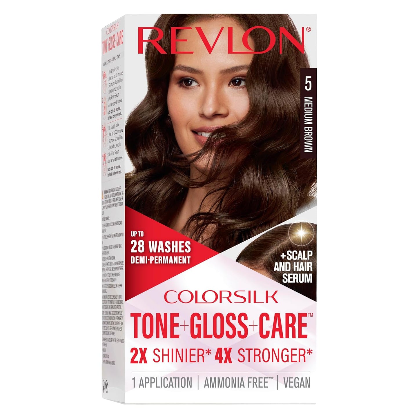 Revlon ColorSilk Tone + Gloss + Care Demi-Permanent, 5 Medium Brown