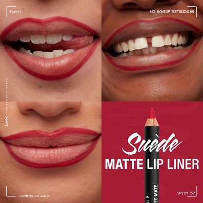 NYX PROFESSIONAL MAKEUP Suede Matte Lip Liner, Velvety-Smooth, Long-Lasting Formula For A Defined Lip Makeup Look - Spicy (Red)