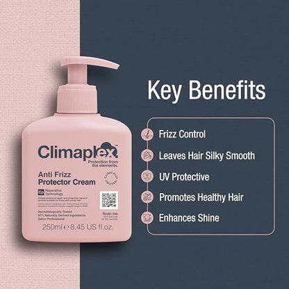 Climaplex Anti Frizz Protector Cream - Shields from Heat and UV Damage - Promotes Healthy Scalp - Soothes and Improves Shine - Leaves Hair Silky Smooth - Vegan Friendly and Cruelty Free - 8.45 oz