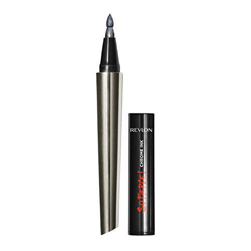 Revlon So Fierce! Chrome Ink Liquid Eyeliner, Longlasting Bold Metallic Pen Liner with Dip Ink Cap for Pearl, Shimmer Blend, 901 Gunmetal, 0.03 oz.