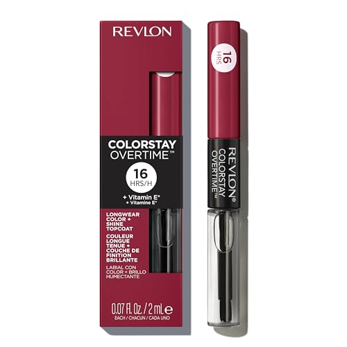 REVLON Liquid Lipstick with Clear Lip Gloss, ColorStay Overtime Lipcolor, Dual Ended with Vitamin E, 280 Stay Currant, 0.07 Fl Oz (Pack of 1)