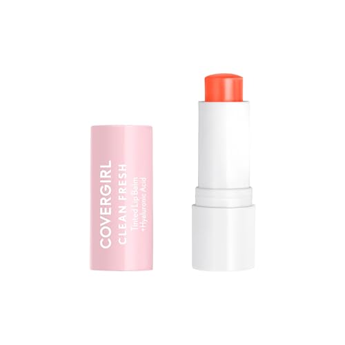 CoverGirl Clean Fresh Tinted Lip Balm, Vegan Formula, Hydrating, Natural Finish, Cruelty Free, Made for Peach, 1 Count