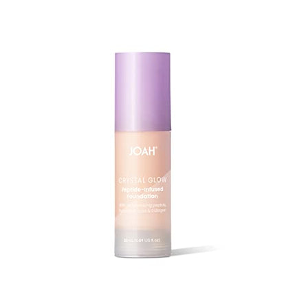 JOAH Crystal Glow Peptide-Infused Foundation, 2-in-1 Multitasking Korean Makeup with Blurring Face Primer, Luminizer, Hydration & Skin Defense for a Flawless Finish, 1.01 Oz, Very Fair Cool