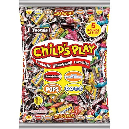 Tootsie Roll Child's Play Candy Favorites with Bonus Mobile Game, 5 Pounds of Individually Wrapped Party Candy - Funtastic Candy Variety Mix Bag - Peanut Free, Gluten Free (5 Pounds)