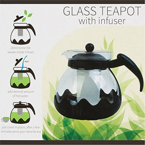 Kole OC840 Glass Teapot with Infuser, 42oz./ 1.25 LT
