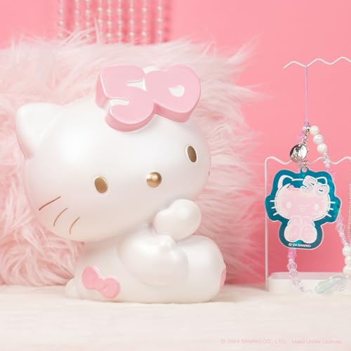 Hamee Sanrio Hello Kitty 50th Anniversary Jumbo Squishy Toy Limited Edition Collectible Slow Rising Cute SquiSHU Pearl Finish Birthday Gift, Party Favors, Stress Relief – Hello Kitty (Pink Bow)