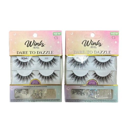 Ardell Winks Dare to Dazzle 222 Lash Kit, Medium Volume, Includes 2 Pairs, Gems, DUO Adhesive