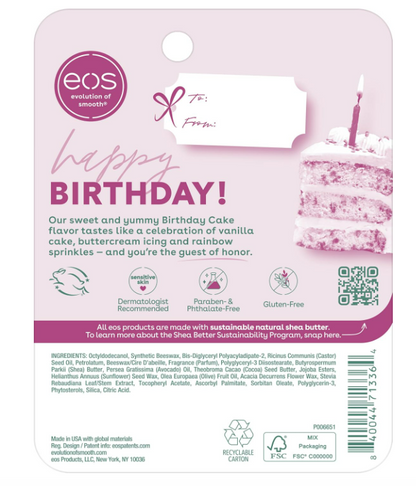 eos 24H Moisture Super Balm- Birthday Cake, Lip Balm, 0.35 fl oz, 2-Count