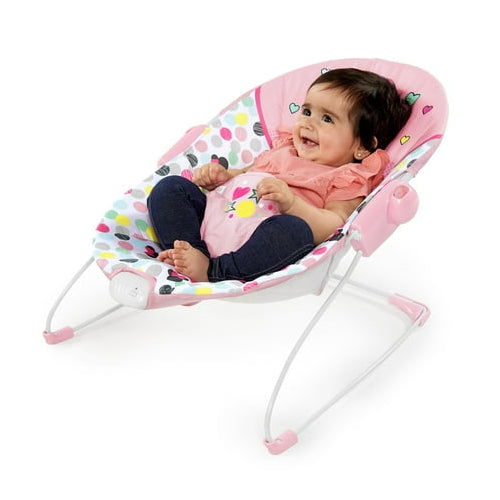 Disney Baby Slip Resistant Vibrating Infant Baby Bouncer, Minnie Mouse Spotty Dotty by Bright Starts