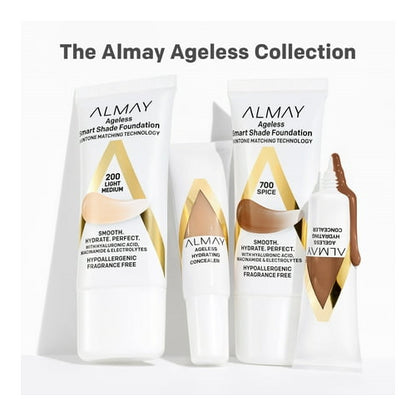 Almay Ageless Hydrating Liquid Concealer Makeup, Natural Finish, 020 Light Medium, 0.37 fl oz.