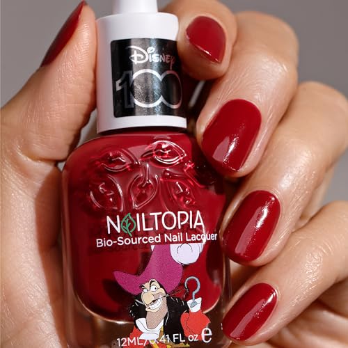 Nailtopia Bio-Sourced Chip Free Nail Lacquer Disney Collection, Captain Hook, 0.41 oz - All Natural - Vegan - Strengthening - Quick-Dry - Long Lasting - Cruelty-Free - Nail Polish