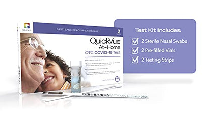 Quidel QuickVue At-Home OTC COVID-19 Test Kit, Self-Collected Nasal Swab Sample, 10 Minute Rapid Results - Single Kit (includes 2 tests, intended for a single user)