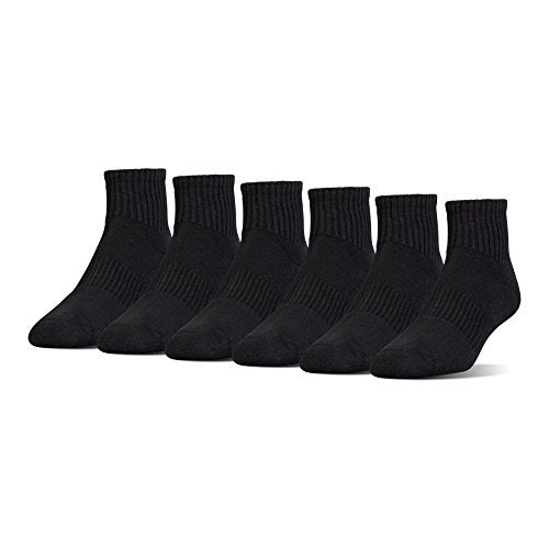 Under Armour Unisex-Adult Cotton Quarter Socks, Multipairs, Black/Gray (6-Pairs), Large