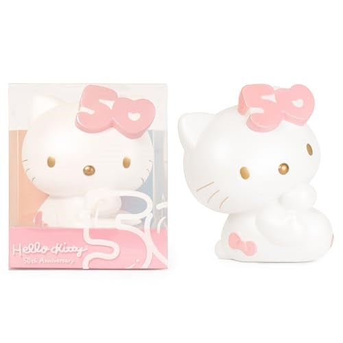 Hamee Sanrio Hello Kitty 50th Anniversary Jumbo Squishy Toy Limited Edition Collectible Slow Rising Cute SquiSHU Pearl Finish Birthday Gift, Party Favors, Stress Relief – Hello Kitty (Pink Bow)