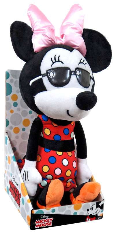Disney Minnie Mouse Trendy Sunglasses Large Plush Toy Pink Bow Polka Dot Dress