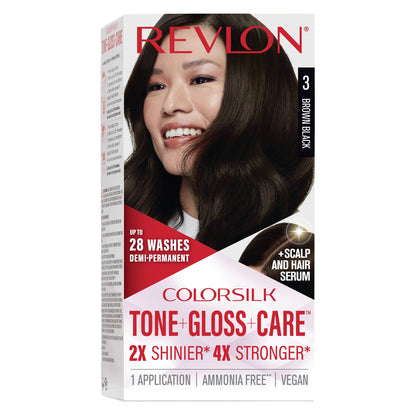 Revlon ColorSilk Tone Gloss Care Demi Permanent 3 Brown Black Hair Color 2 Pack