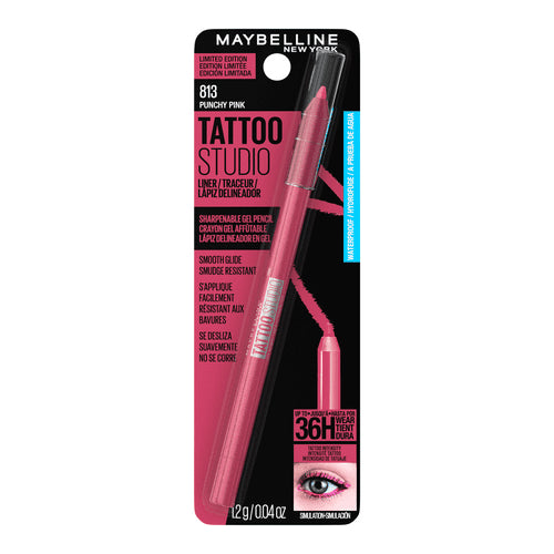 Maybelline Tattoo Studio Sharpenable Gel Pencil Waterproof Longwear Eyeliner, Punchy Pink, 0.04 oz