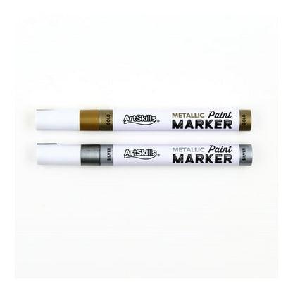 ArtSkills 5.75" Broad Line Metallic Silver and Gold Permanent Markers for Adults & Teens