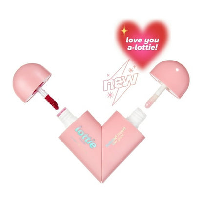 Lottie London Twisted Heart Love Glaze, Deep Rose Lip Tint & Clear Lip Gloss Duo