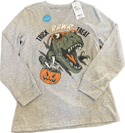 Carter’s Halloween Dinosaur T-shirt Boys Trick Rawr Treat Gray Top Size 7