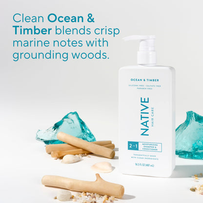 Native Moisturizing 2-in-1 Mens Shampoo and Conditioner Ocean and Timber 16.5 fl oz