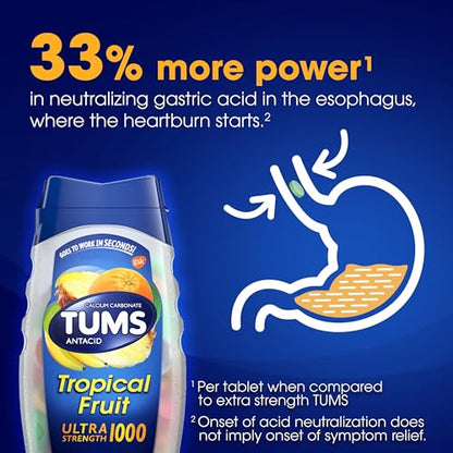 Tums Ultra 1000 Maximum Strength Tropical Fruit - 72 Chewable Tablets