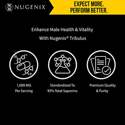 Nugenix Essentials Tribulus Terrestris for Men Extract - 95% Total Saponins, 1000mg High Potency, Extra Strength, 60 Count