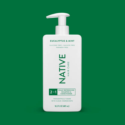 Native Scalp Refreshing 2 in 1 Shampoo and Conditioner Eucalyptus Mint Sulfate & Paraben Free 16.5 fl oz