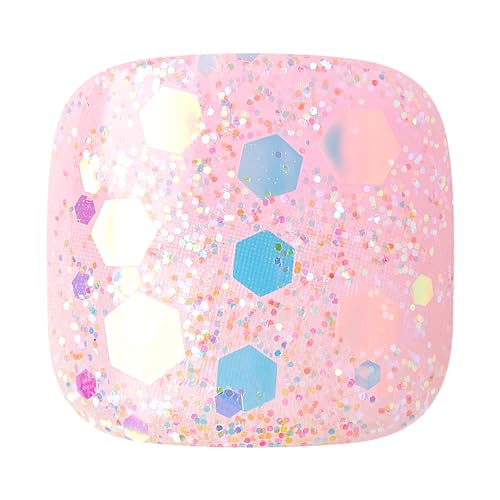 KISS imPRESS No Glue Pedi Press-On Toenails, Light Pink, Glitter, Squoval Shape, Includes 24 Nails, Prep Pad, 1 Manicure Stick, 1 Mini File