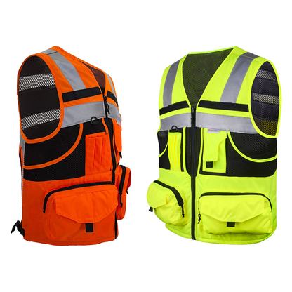 Kasa Style 3M High-Visibility Reflective Safety Vest, Multi-Pocket, Unisex Durable Workwear Ideal for Construction Workers Outdoor