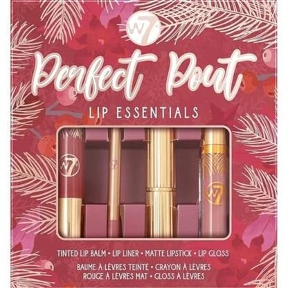 W7 Perfect Pout Lip Essentials, Lip Balm, Lip Liner, Matte Lipstick and Lip Gloss