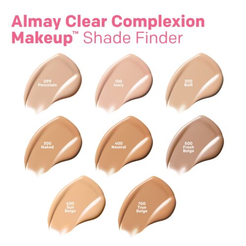 Almay Clear Complexion Foundation Makeup, Hypoallergenic, 800 Caramel, 1 fl oz