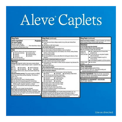 Aleve Caplets Easy Open Arthritis Cap Naproxen Sodium Pain Reliever, 90 Count