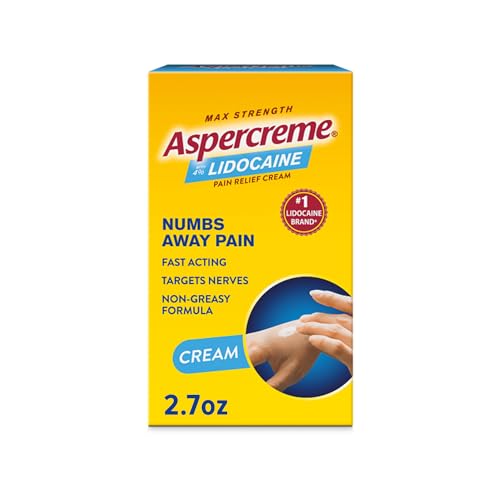 Aspercreme Lidocaine Pain Relief Cream Soothes Aggravated Nerves, Numbing Topical Analgesic with Max-Strength 4% Lidocaine & Moisturizing Aloe, 2.7 Oz.