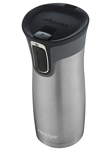 Contigo AUTOSEAL West Loop Vacuum-Insulated Stainless Steel Travel Mugs with Easy-Clean Lid, 16oz., Grapevine & Stainless Steel, 2 Pack