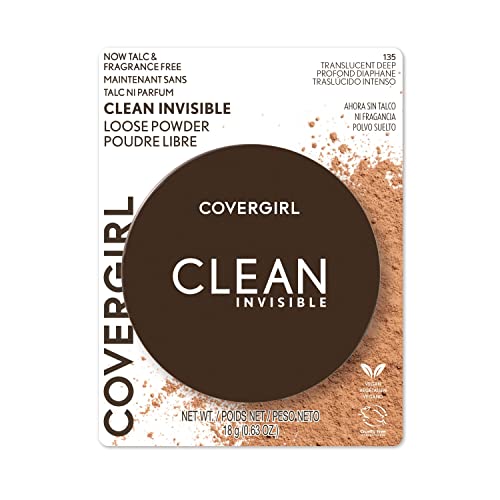 COVERGIRL Clean Invisible Loose Powder - Loose Powder, Setting Powder, Vegan Formula - Translucent Deep, 20g (0.7 oz)