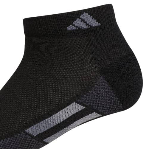 adidas Women's Superlite Stripe 3.0 Low Cut Socks (3-Pair) Athletic fit with Arch Compression, Black/White/Cool Light Heather, Medium