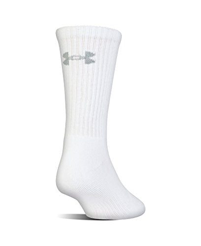 Under Armour Adult Charged Cotton Crew Socks, Multipairs, White/Gray (6-Pairs), Medium