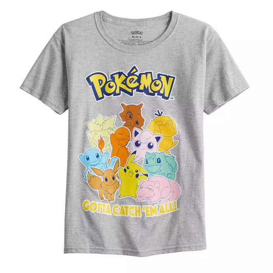 Pokemon Boys Game -T-Shirt "GOTTA CATH 'EM ALL! (Heather Grey, X-Large)