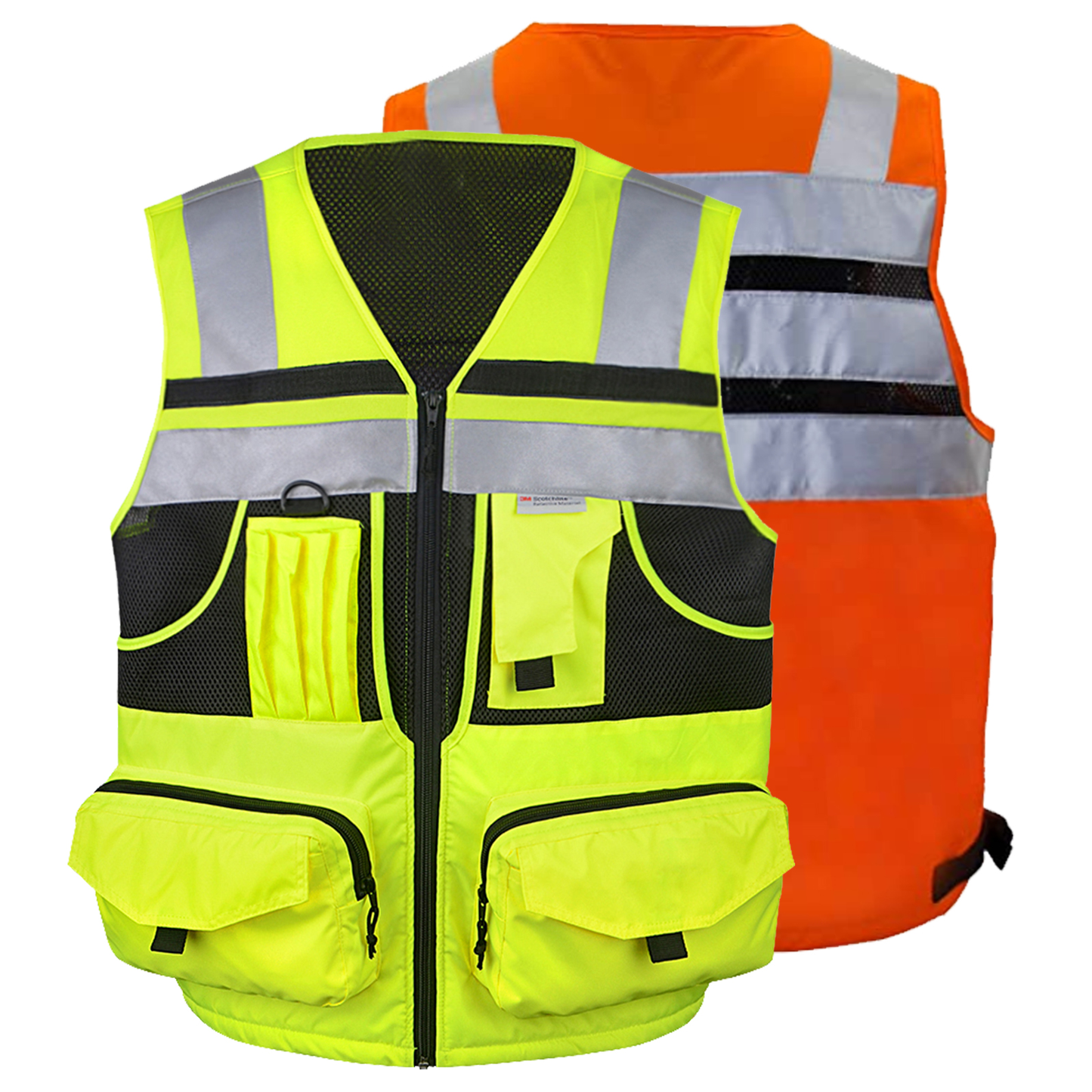 Kasa Style 3M High-Visibility Reflective Safety Vest, Multi-Pocket, Unisex Durable Workwear Ideal for Construction Workers Outdoor