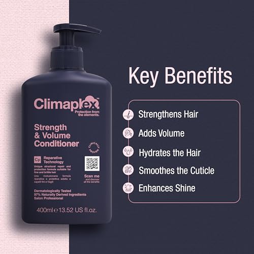 Climaplex Strength and Volume Conditioner - Moisturizing and Protective Properties - Contains Detangling Benefits - Leaves Hair Silky Smooth - Suitable for All Hair Types - Cruelty Free - 13.52 oz