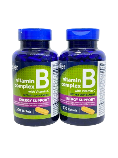 Kasa Style Meijer Super B Complex with Vitamin C and Calcium, Dietary Supplement for Immune Support, 2 Pack of 300 Tablets. 600 Day Supply