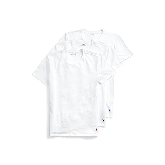 POLO RALPH LAUREN Slim Fit w/Wicking 3-Pack Crew Undershirts White Medium